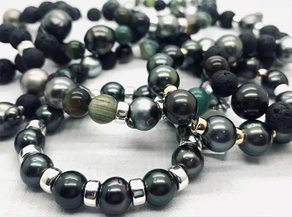 Bracelets homme en perles de Tahiti Arc en Ciel Bora Bora — vue 8