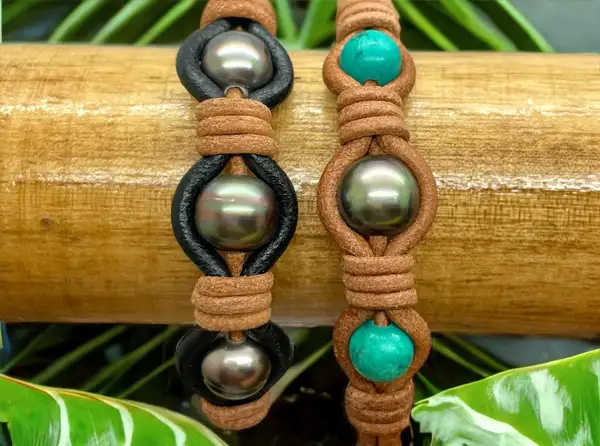 Bracelets homme en perles de Tahiti Arc en Ciel Bora Bora — vue 16