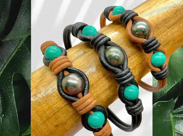 Bracelets homme en perles de Tahiti Arc en Ciel Bora Bora — vue 11