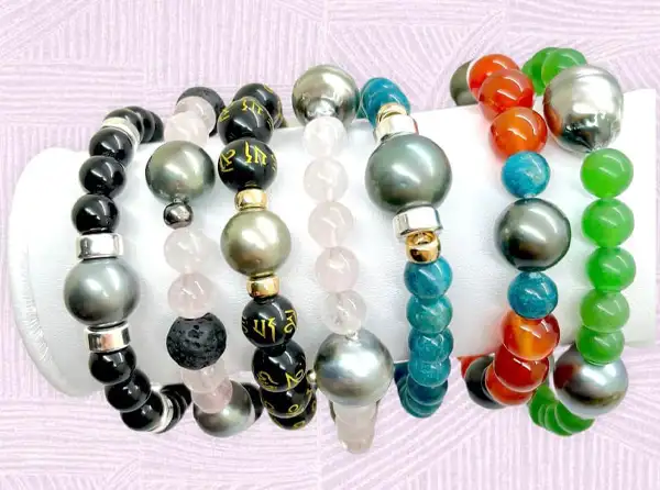 Bracelets homme en perles de Tahiti Arc en Ciel Bora Bora — vue 10