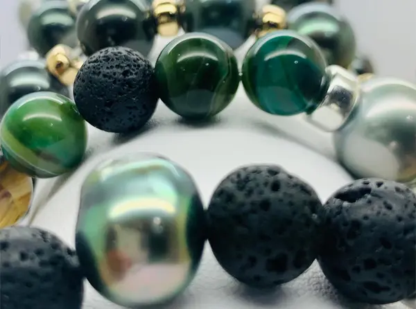 Bracelets homme en perles de Tahiti Arc en Ciel Bora Bora — vue 9