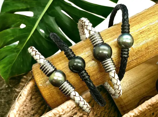 Bracelets homme en perles de Tahiti Arc en Ciel Bora Bora — vue 17