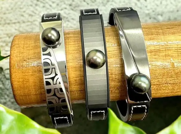 Bracelets homme en perles de Tahiti Arc en Ciel Bora Bora — vue 18