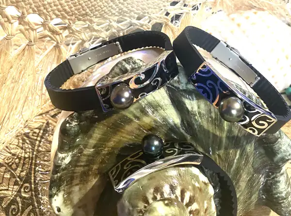 Bracelets homme en perles de Tahiti Arc en Ciel Bora Bora — vue 19