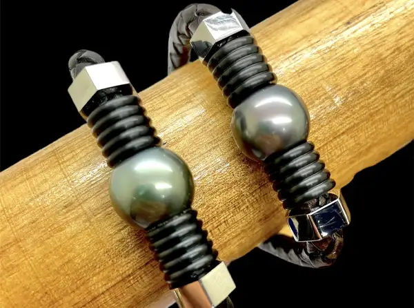 Bracelets homme en perles de Tahiti Arc en Ciel Bora Bora — vue 20