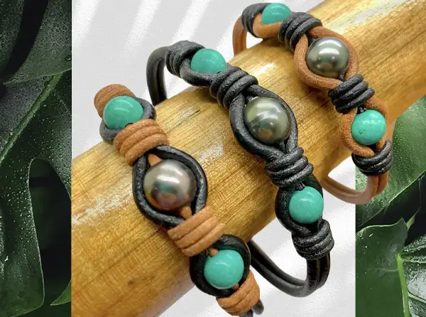Bracelets homme en perles de Tahiti Arc en Ciel Bora Bora — vue 21